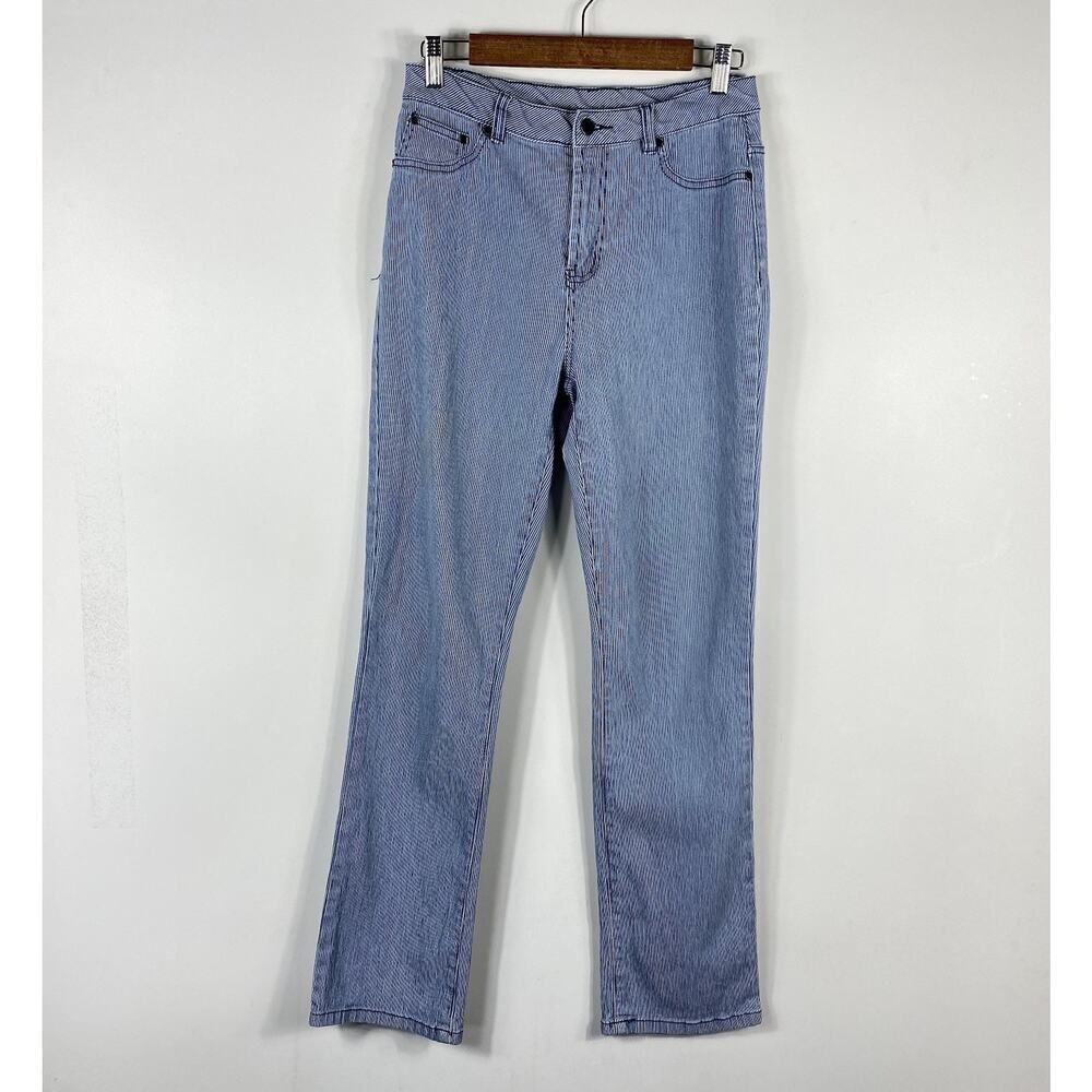 Diane Gilman DG2 Size 6 Railroad Stripe Slim Leg Jeans Blue